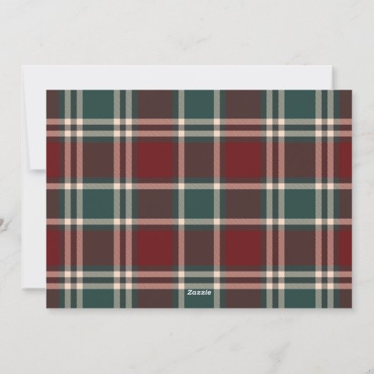 Vrolijk Kerstmis Rood & Groen Plaid Multi Foto Feestdagenkaart (Achterkant)