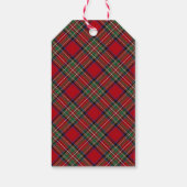 Vrolijk Kerstmis Rood Groen Plaid Stewart Tartan Cadeaulabel (Achterkant)