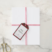Vrolijk Kerstmis Rood Groen Plaid Stewart Tartan Cadeaulabel (Met Touw)