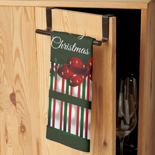 Vrolijk Kerstmis Rood Groen Plaid Theedoek (Derde Gevouwen)