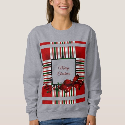 Vrolijk Kerstmis Rood Groen Plaid Trui (Voorkant)