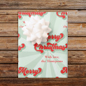 Vrolijk Kerstmis Rood Groen Retro Custom Cadeaupapier