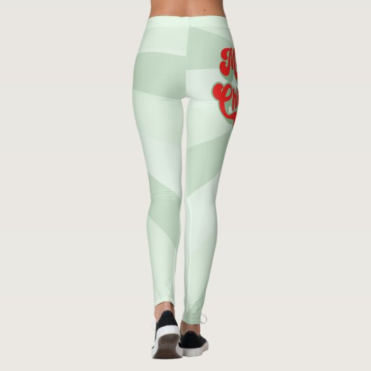 Vrolijk Kerstmis Rood Groen Retro Kalligrafie Scri Leggings (Achterkant)