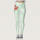 Vrolijk Kerstmis Rood Groen Retro Kalligrafie Scri Leggings (Voorkant)