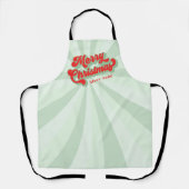 Vrolijk Kerstmis Rood Groen Retro Kalligrafie Scri Schort (Voorkant)