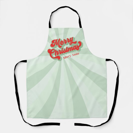 Vrolijk Kerstmis Rood Groen Retro Kalligrafie Scri Schort (Voorkant)