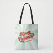 Vrolijk Kerstmis Rood Groen Retro Kalligrafie Scri Tote Bag (Voorkant)