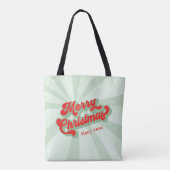 Vrolijk Kerstmis Rood Groen Retro Kalligrafie Scri Tote Bag (Achterkant)