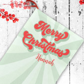 Vrolijk Kerstmis Rood Groen Retro Leuke Typografie Kleine Kerstsok