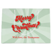 Vrolijk Kerstmis Rood Groen Whimsical Retro Custom Groot Cadeauzakje (Voorkant)