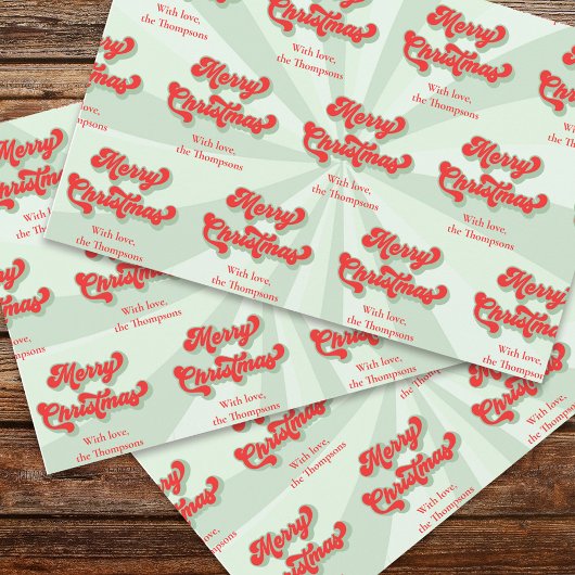Vrolijk Kerstmis Rood Groen Whimsical Retro Custom Inpakpapier Vel