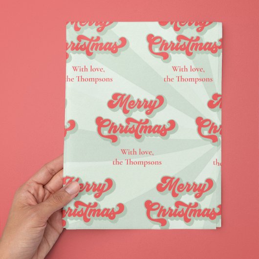 Vrolijk Kerstmis Rood Groen Whimsical Retro Custom Inpakpapier Vel
