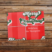Vrolijk Kerstmis Rood Groen Whimsical Retro Custom Inpakpapier Vel