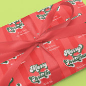 Vrolijk Kerstmis Rood Groen Whimsical Retro Custom Inpakpapier Vel