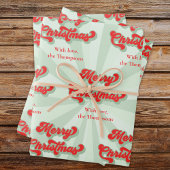 Vrolijk Kerstmis Rood Groen Whimsical Retro Custom Inpakpapier Vel