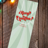Vrolijk Kerstmis Rood Groen Whimsical Retro Custom Wijn Cadeautas