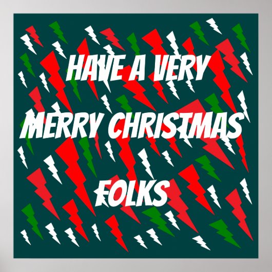 VROLIJK KERSTMIS ROOD GROEN WIT TEKST POSTER (Voorkant)