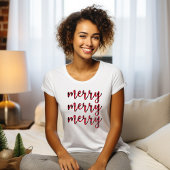 Vrolijk Kerstmis Rood Modern Script Schattige Vrou T-shirt
