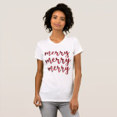 Vrolijk Kerstmis Rood Modern Script Schattige Vrou T-shirt (Voorkant volledig)