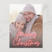 Vrolijk Kerstmis rood neon handschrift foto Feestdagenkaart (Voorkant)