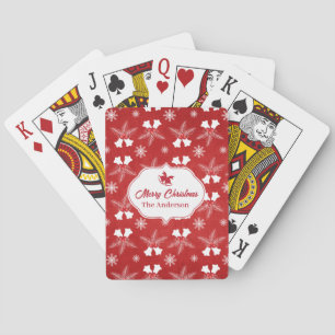 Vrolijk Kerstmis Rood Patroon Kerstbel Pokerkaarten