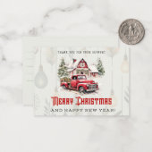 Vrolijk Kerstmis Rood Pickup Notitiekaartje (Voorkant / Achterkant in situ)