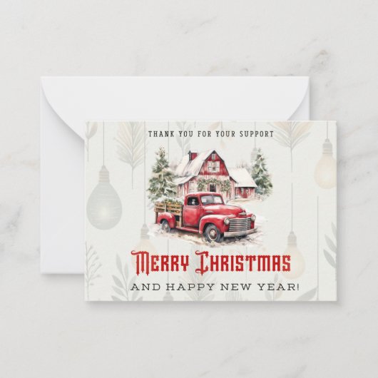 Vrolijk Kerstmis Rood Pickup Notitiekaartje (Voorkant)