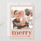 Vrolijk Kerstmis Rood Plaid Check Foto Feestdagenkaart (Voorkant)