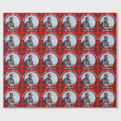 Vrolijk Kerstmis Rood Plaid Gepersonaliseerde Foto Cadeaupapier (Vlak)