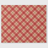 Vrolijk Kerstmis Rood Plaid Patroon Cadeaupapier (Vlak)