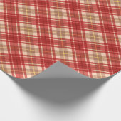 Vrolijk Kerstmis Rood Plaid Patroon Cadeaupapier (Hoek)