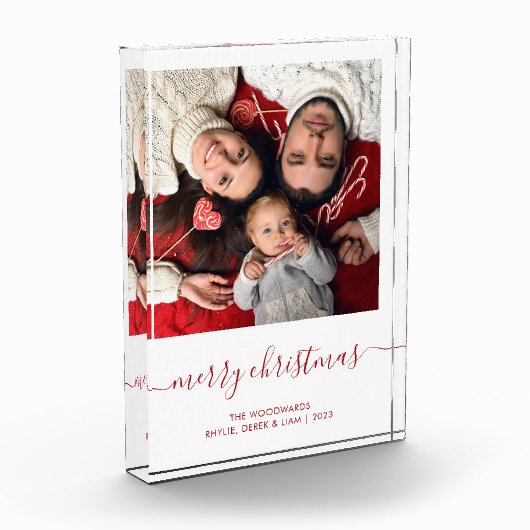 Vrolijk kerstmis rood script minimalistisch fotobl fotoblokken (Links)