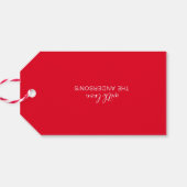 Vrolijk Kerstmis Rood Wit Minimalist Cadeaulabel (Achterkant Horizontaal)