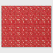 Vrolijk Kerstmis rood & wit patroon Cadeaupapier (Vlak)