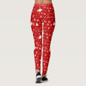 Vrolijk Kerstmis Rood & Wit Patroon Lang Leggings (Achterkant)