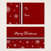 Vrolijk Kerstmis Rood Wit Sneeuwvlokken Gift Label Visitekaartje (Voorkant /achterkant)