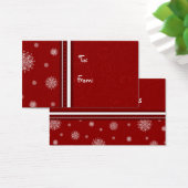 Vrolijk Kerstmis Rood Wit Sneeuwvlokken Gift Label Visitekaartje (Bureau)