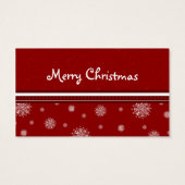 Vrolijk Kerstmis Rood Wit Sneeuwvlokken Gift Label Visitekaartje (Achterkant)