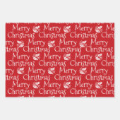 Vrolijk Kerstmis rood wit zwart maretak schattig Inpakpapier Vel (Voorkant)