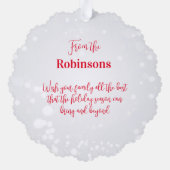 Vrolijk Kerstmis Rood Zwart Buffel Plaid Sneeuwman Ornament Kaart (Achterkant)