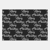 Vrolijk Kerstmis rood zwart wit script elegant Inpakpapier Vel (Voorkant 3)