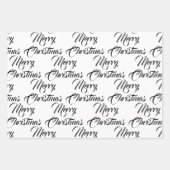 Vrolijk Kerstmis rood zwart wit script elegant Inpakpapier Vel (Voorkant)