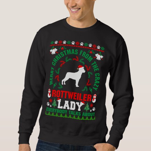 Vrolijk Kerstmis Rottweiler Lady Ugly Sweater Fitt (Voorkant)