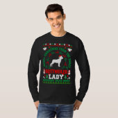 Vrolijk Kerstmis Rottweiler Lady Ugly Sweater Fitt T-shirt (Voorkant volledig)
