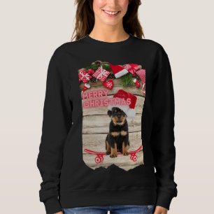 Vrolijk Kerstmis Rottweiler Puppy op Skateboard Trui