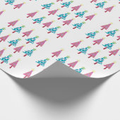 Vrolijk Kerstmis Roze Blauwe Bomen Wrapping Papier (Hoek)