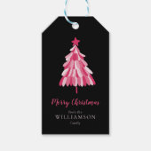 Vrolijk Kerstmis Roze Boom modern Cadeaulabel (Voorkant)
