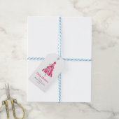 Vrolijk Kerstmis Roze Boom modern Cadeaulabel (Met Touw)