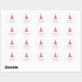 Vrolijk Kerstmis Roze Boom modern Ronde Sticker (Vel)