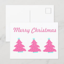 Vrolijk Kerstmis Roze Hedendaagse Kerstbomen Briefkaart